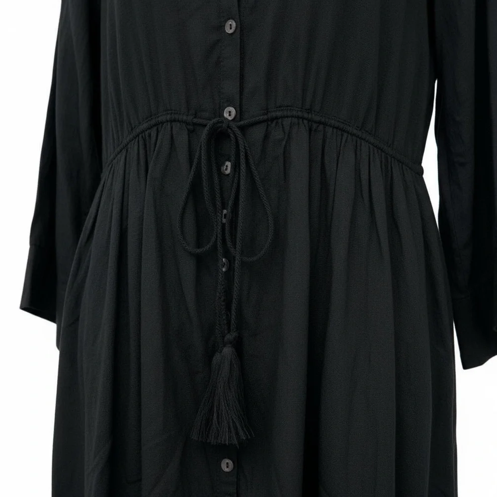 Natural Life 100% Organic Cotton Long Sleeve Dress - Size Medium - Black - Picture 3 of 14